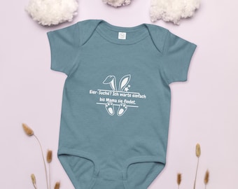 Lustiger Baby Body Ostern Bio-Baumwolle - Eier-Suche ? Ich warte auf Mama - Erstes Ostern Outift Geschenk Babybody