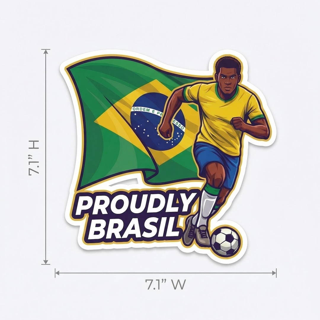 Brasil World Cup Soccer Fan Vinyl Sticker (7.1
