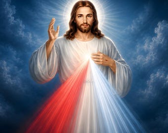 Divine Mercy of Jesus Frame TV Art | Sacred Heart Christian Portrait | Catholic Home Decor | 4K Digital Download