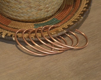 Smooth Copper Bangle Bracelet - Adjustable Handmade Fit