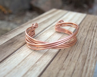 Cross Stacked Copper Bracelet | Real Copper Cuff Bracelet |  Copper Healing Bracelet | Copper Bangle | Bridesmaids Gift | Bulk Gifts