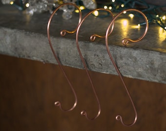 Stocking Hanger: Farmhouse Copper Mantel Hook (Solid Metal)