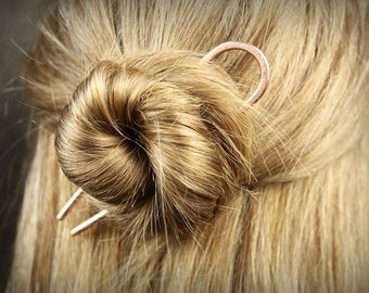 Textured Copper Hair Pin - Handmade Bun Holder
