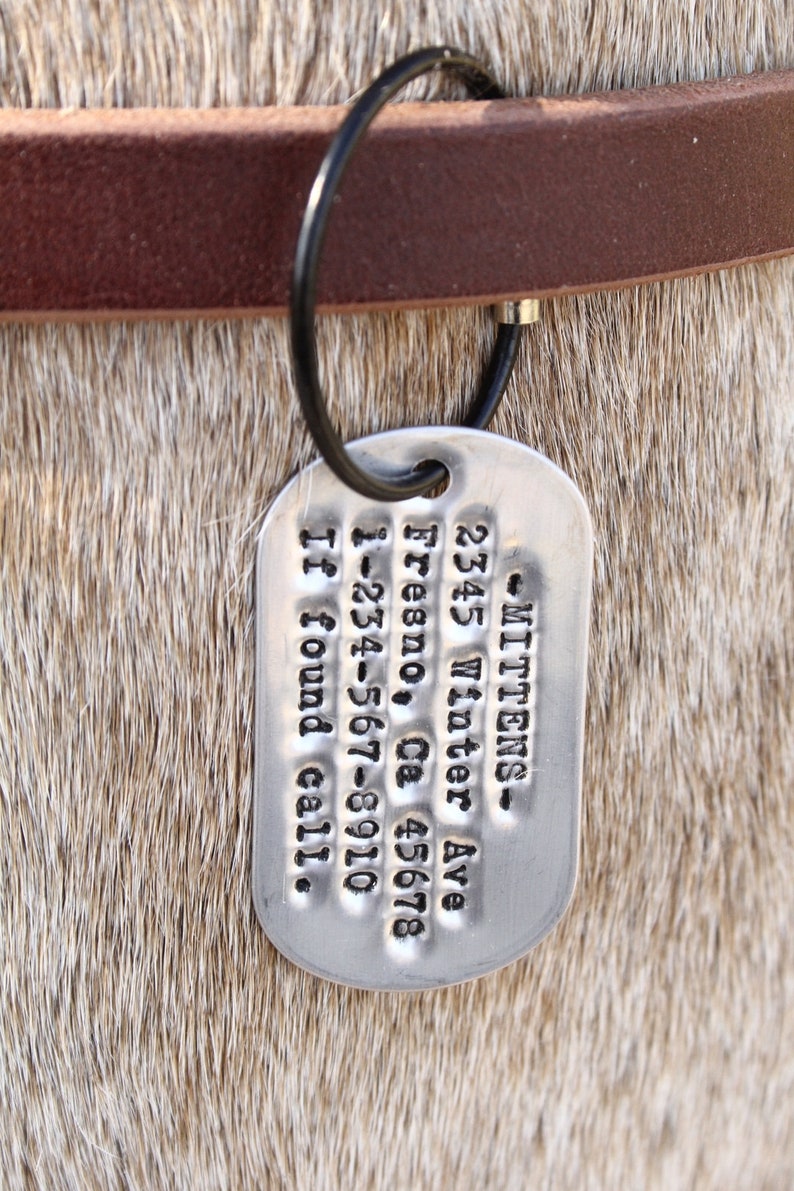 Hand Printed Metal Dog Tags ID Tags Dog and Cat ID Tags Dog Collar Metal Luggage Tag Custom Personalized Dog Tags Pet Name Tags image 6