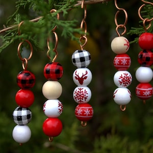 Beaded Christmas Ornaments On Handmade Copper Hooks