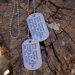 Hand Printed Metal Dog Tags ID Tags Dog and Cat ID Tags Dog Collar Metal Luggage Tag Custom Personalized Dog Tags Pet Name Tags image 8