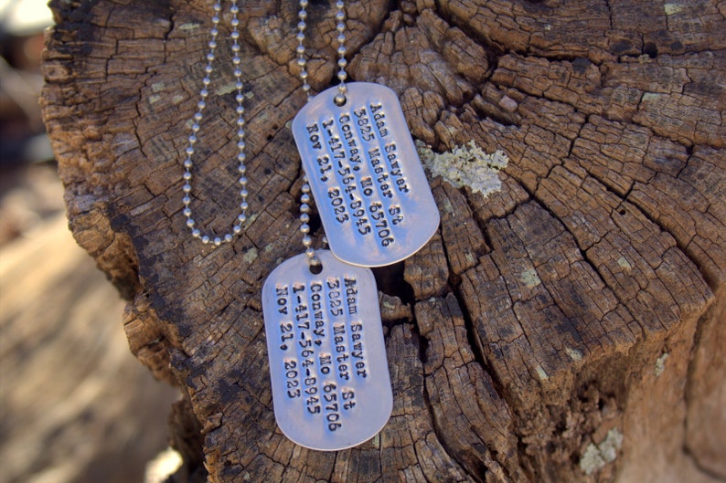 Hand Printed Metal Dog Tags ID Tags Dog and Cat ID Tags Dog Collar Metal Luggage Tag Custom Personalized Dog Tags Pet Name Tags image 8