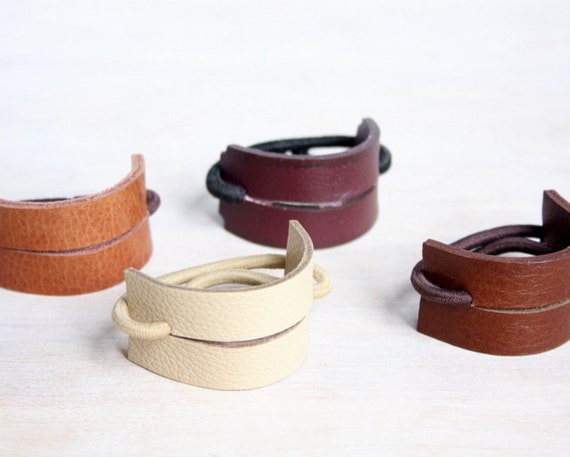 Ponytail Holder Wrap: Leather Hair Accessory - Adjustable Fit