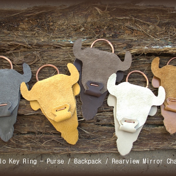 Buffalo Key Accessory | Leather Key Ring | Bison | Rearview Mirror Charm | Backpack Purse Accessory | Buffalo Gift | Yesterdays November