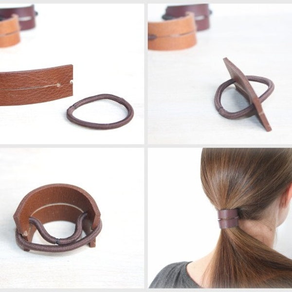 Leather Hair Tie, Hair Bands For Minimalists, Pony Tail Holders And Hair Wraps, Leather Hair Accessories, Great Gifts For Bridesmaids,