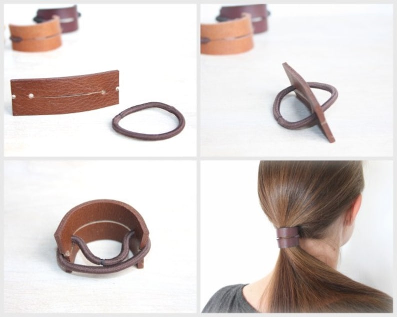 Leather Hair Band, Ponytail Wrap, Ponytail Holder, Hair Tie, Leather Wrap, Women Gift, cosplay hair, YesterdaysNovember, Hair Accessories image 3