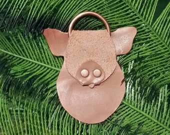 Pig Leather Keychain - Cute Farmhouse Charm for Keys or Bags