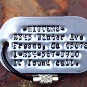 Hand Printed Metal Dog Tags ID Tags Dog and Cat ID Tags Dog Collar Metal Luggage Tag Custom Personalized Dog Tags Pet Name Tags image 7