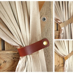 Curtain TieBack | Window Treatment | Finished leather front & back, Wipe away grungy build-up and germs