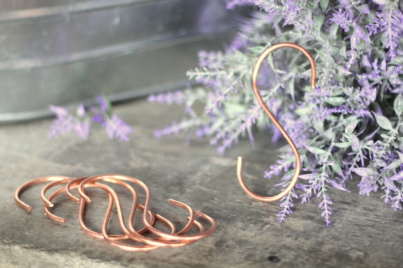Copper S Hooks Metal Hooks Curtain Hooks Shower Etsy