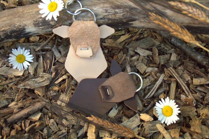 Cute Cow Keyring Accessory Leather Key Ring Cow Rearview Mirror Backpack Purse Bag Charm Accessory Highland Cow Gifts Under 20 image 3