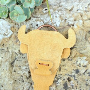 Leather Buffalo Keychain - Handcrafted Bison Charm With Copper Ring - Etsy