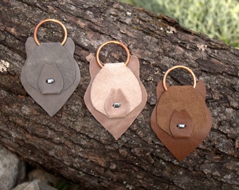 Bear Key Accessory | Leather Key Ring | Teddy | Rearview Mirror Charm | Backpack Purse Accessory | Bear Lovers Gift | Yesterdays November