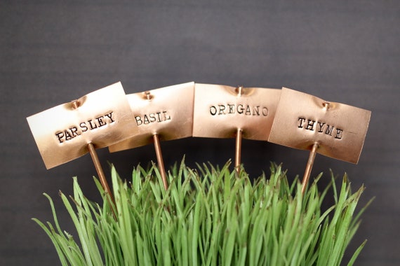 Garden Plant Markers: Copper Herb and Vegetable Stakes - Durable