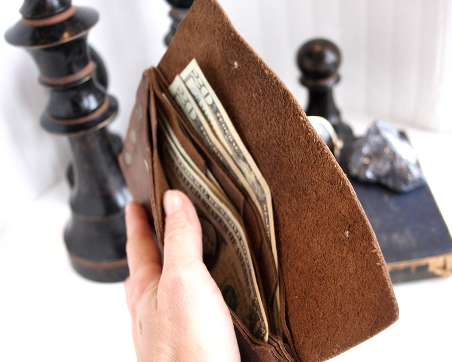 Leather Cash Envelope Wallet Long Wallet Petite Leather Etsy