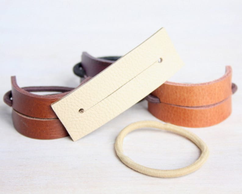 Leather Hair Band, Ponytail Wrap, Ponytail Holder, Hair Tie, Leather Wrap, Women Gift, cosplay hair, YesterdaysNovember, Hair Accessories image 2
