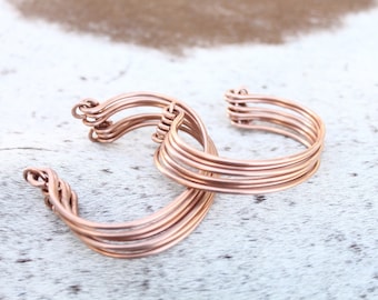 Copper Cuff Bracelets: Rustic, Adjustable - Stackable Design