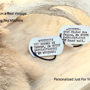 Hand Printed Metal Dog Tags ID Tags Dog and Cat ID Tags Dog Collar Metal Luggage Tag Custom Personalized Dog Tags Pet Name Tags image 1