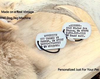 Hand Printed Metal Dog Tags | ID Tags | Dog and Cat ID Tags | Dog Collar | Metal Luggage Tag | Custom Personalized Dog Tags | Pet Name Tags