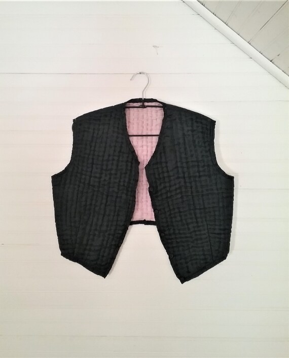 Antique Quilted Silk Traditional Chinese Vest, Bla