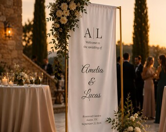 Wedding Welcome Sign, Fabric Welcome Sign for Wedding Reception, Custom Cloth Wedding Sign, Wedding Sign Bundle,Welcome to Our Wedding