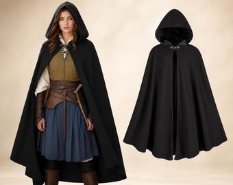 Women’s Renaissance Cape - Medieval Hooded Cloak, Halloween Costume