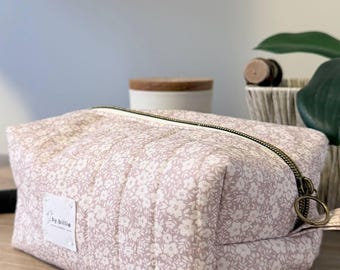 The "Meadow" - Quilted Makeup Bag | Floral Cosmetic Pouch | Handmade Toiletry Bag | by.billie