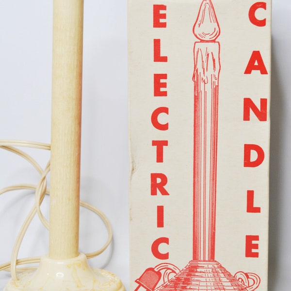 Timco Electric Candle from the 1950s, tested and still works, in original box, plastic candle light for the window