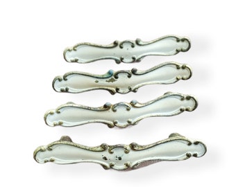 Painted brass handles from French Provincial Dresser set of four white drawer pulls, restoration hardware, replacement handles