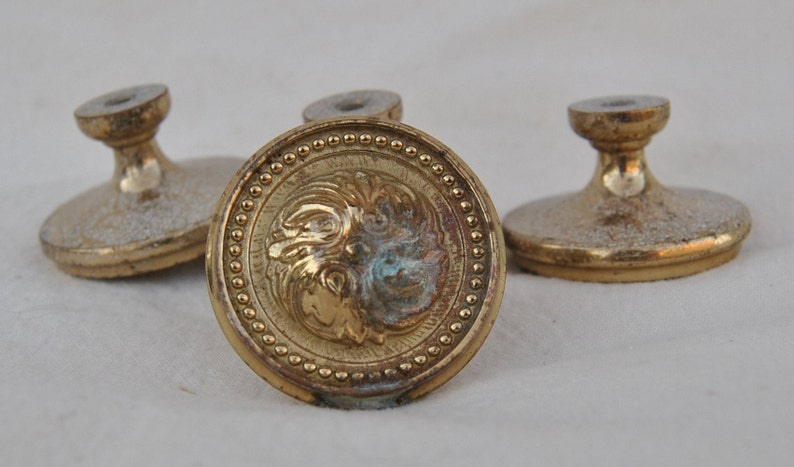 cabinet door pulls floral cabinet door knobs DIY vintage hardware Hollywood regency door pulls Ornate brass drawer pulls set of four
