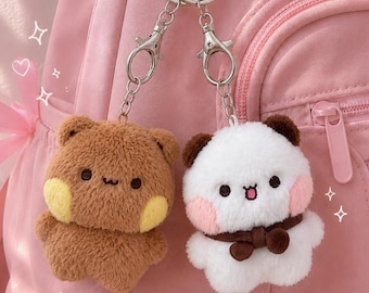 Portachiavi di peluche Dudu e Bubu / Ciondolo per borsa a forma di coppia di orsetti Kawaii / Portachiavi morbido