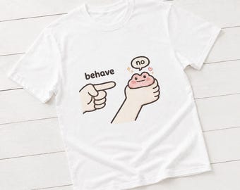Frog | "No" Meme Lapel T Shirt Pink | Froggy Gift