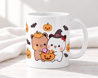 Dudu and Bubu Kawaii Halloween Bears Pumpkin Pattern Mug | Ceramic Mug