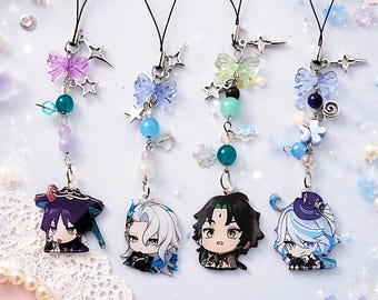 Correa para móvil con colgante de cuentas inspirada en Genshin Impact / Colgante acrílico / Accesorio kawaii en tonos pastel