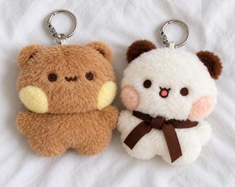 Dudu and Bubu Plush Keychain | Kawaii Bear Couple Bag Charm | Soft Keyring