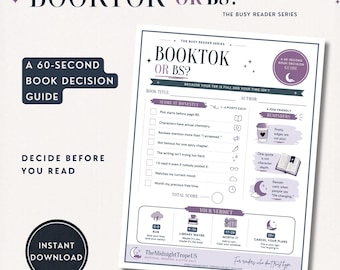 BookTok TBR Decision Guide, Reading Tracker, Book Lover Planner (PDF Download)