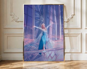 Elsa Poster | Frozen Princess Wall Art | Disney Ice Queen Print | Magical Winter Decor | Fantasy Movie Poster