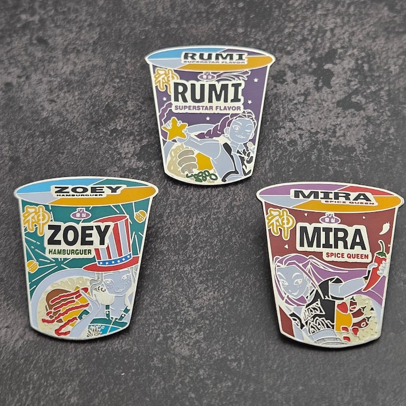 K-pop Demon Hunters Ramen Enamel Pin | Rumi, Mira & Zoey Huntrix Badge ...