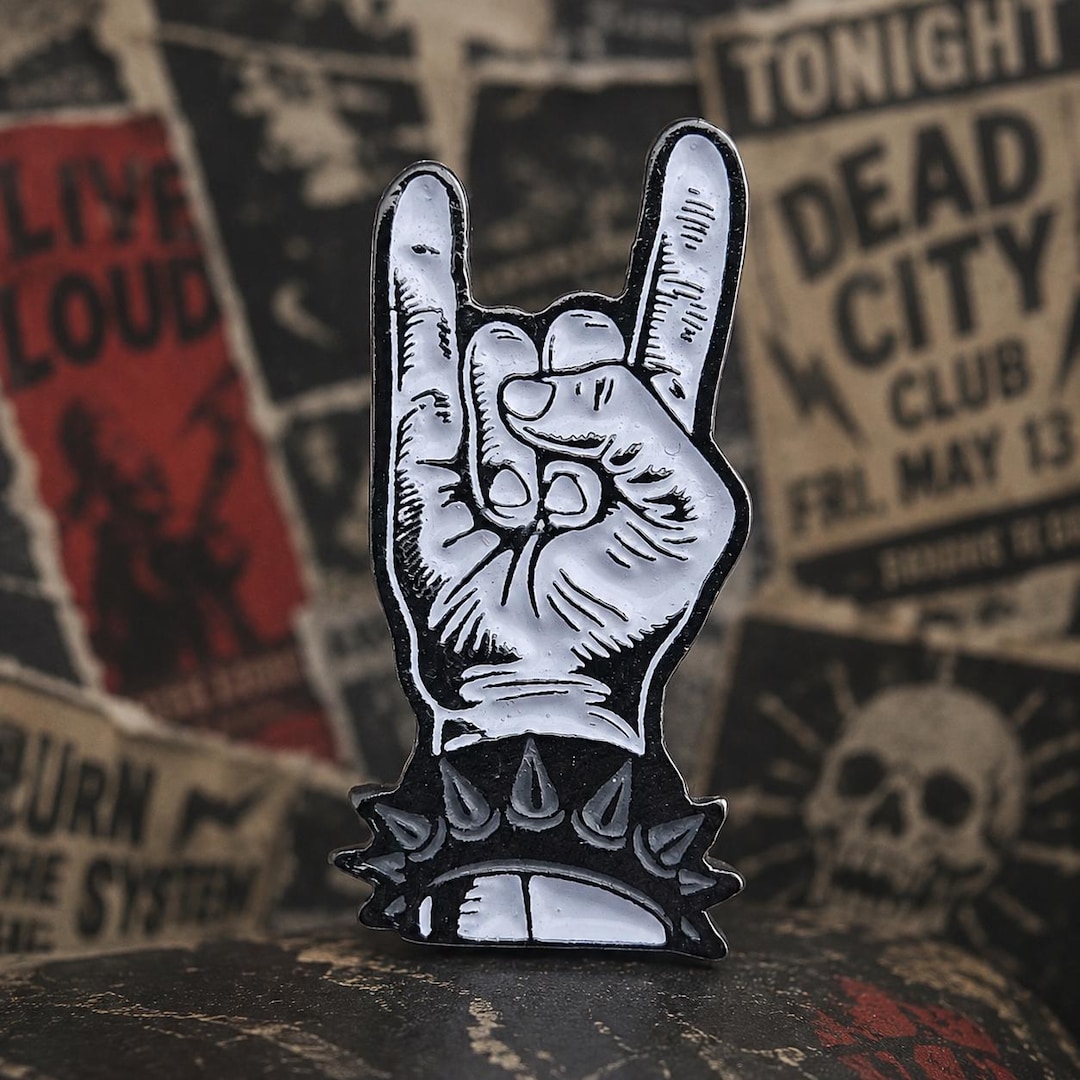 Rock Hand Enamel Pin - Sign of the Horns Heavy Metal Music Pin - Etsy