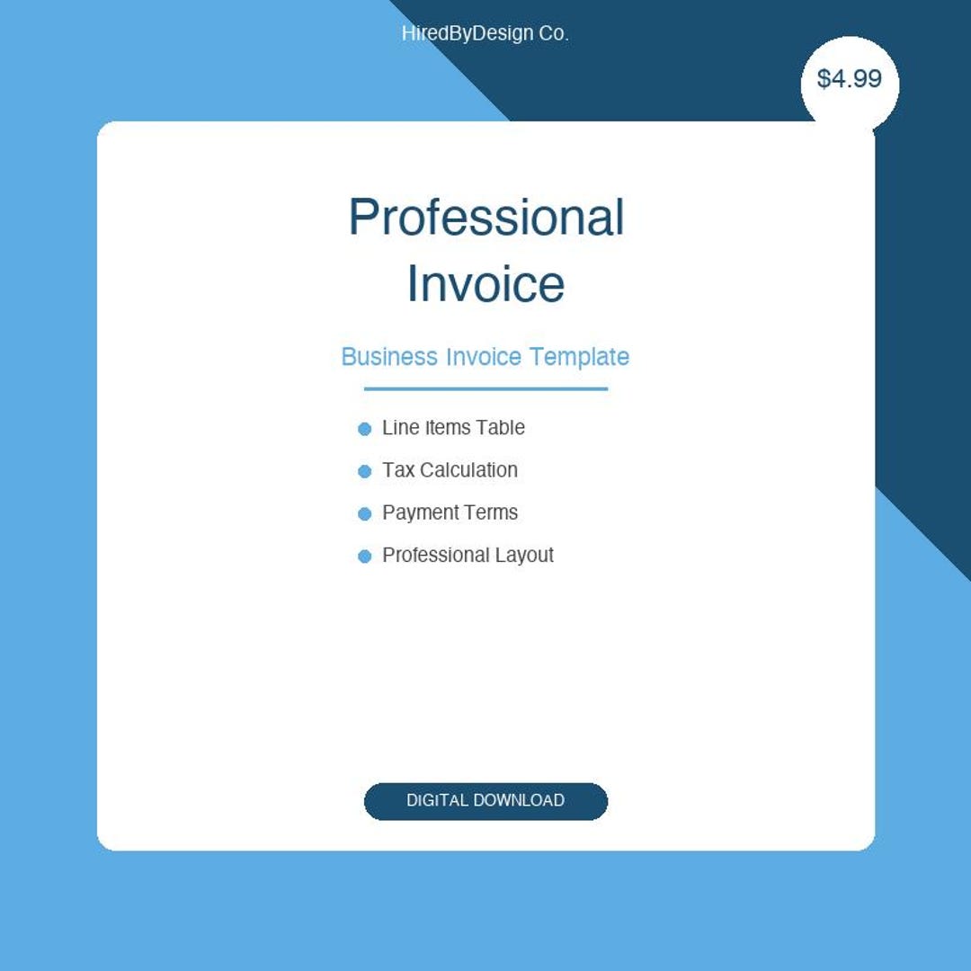 Professional Invoice Template | Freelancer Billing & Payment Tracker ...