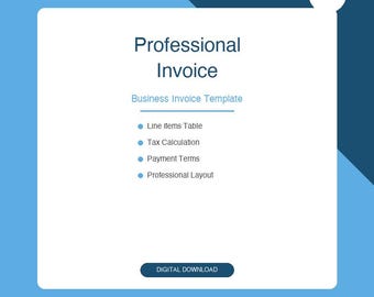 Professional Invoice Template, Freelancer Billing, Business Invoice, Payment Tracker, Digital Download, Word Template