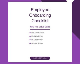 Employee Onboarding Checklist Template, New Hire Checklist, HR Onboarding Template, Digital Download Printable