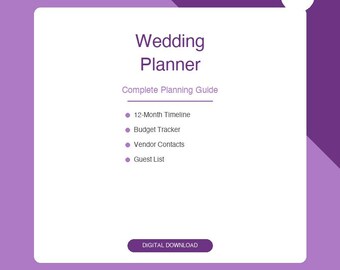 Wedding Planner Template, Bridal Planning Checklist, Wedding Timeline, Budget Tracker, Digital Download, Printable Planner