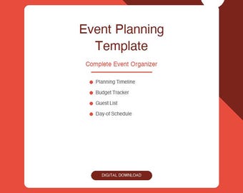 Event Planning Template, Party Planner, Event Checklist, Conference Organizer, Event Budget Tracker