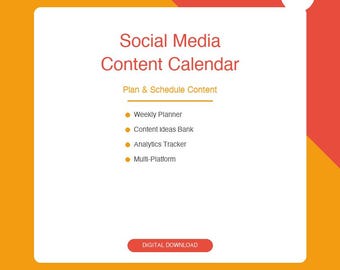Social Media Content Calendar Template, Marketing Planner, Content Strategy, Post Scheduler, Digital Download